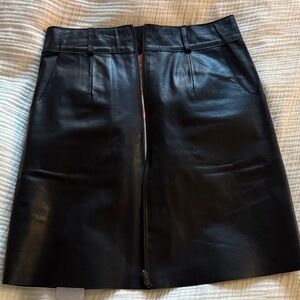 Flannel Leather Pencil Skirt